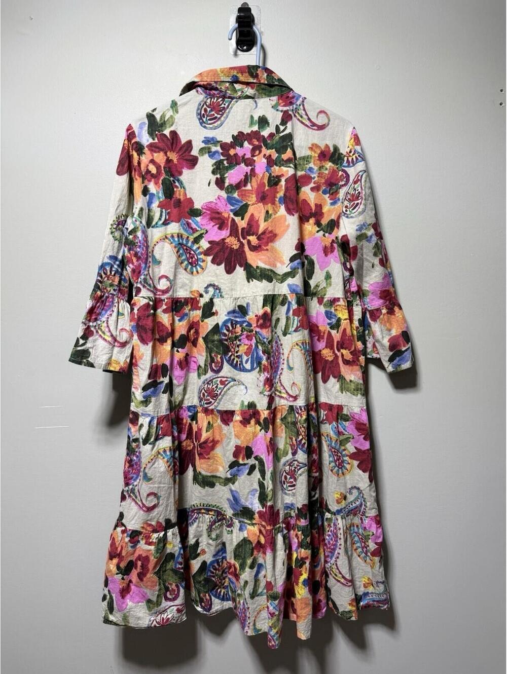 Parsley & Sage Waverly Tiered Floral Embroidered Dress 100% Cotton L Boho Artsy - Picture 4 of 8